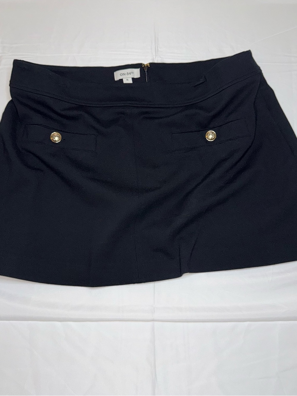 On 34th XL Black Ponte A-Line Mini Skirt Gold Crest Buttons Macy’s